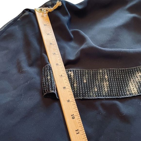 Melanie Lyne Navy Sheath Dress with sheer Overlay/ Sequined cuffs.Size 14 NWOT - Picture 13 of 16